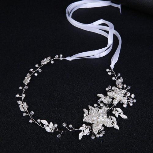 2020 Elegant Women Wedding Headwear Pearls Beaded Jewery With Ribbon Bridal  Gift Wedding Accessories