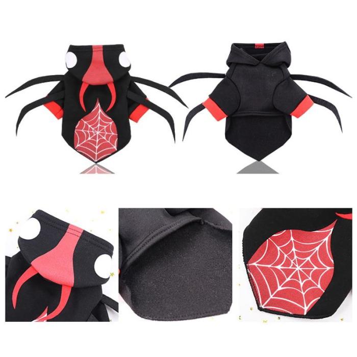 Halloween Dog Clothes Skull Bat Pumpkin Spider Dog Costume For Small Dogs Soft Warm Puppy Hoodie Coat Cosplay Dog Jacket Apperal