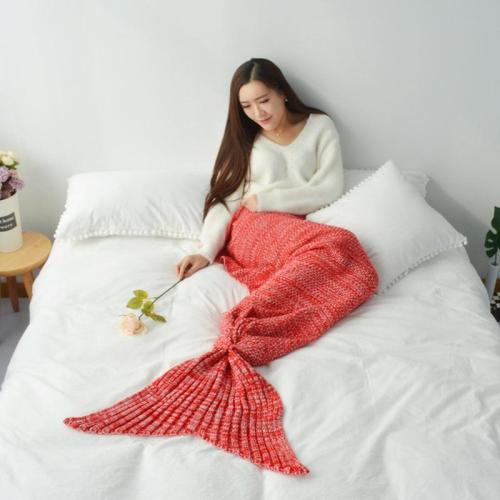7 Colors Mermaid Tail Blanket Crochet Mermaid Blanket for Adult Super Soft All Seasons Sleeping Knitted Blankets 90x180cm