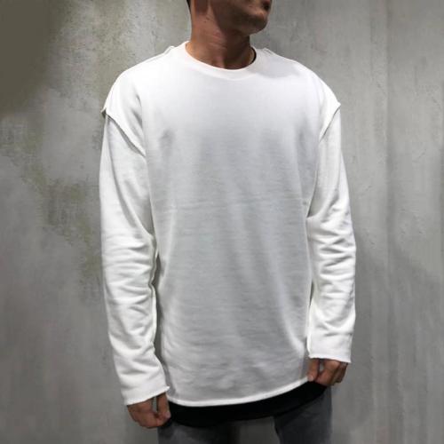 Fashion Round Neck Long Sleeve Solid Color Fray Sweatshirts