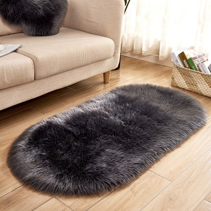 Oval Soft Faux Fur Carpet Sheepskin Area Mat Home Living Room Decor Rugs