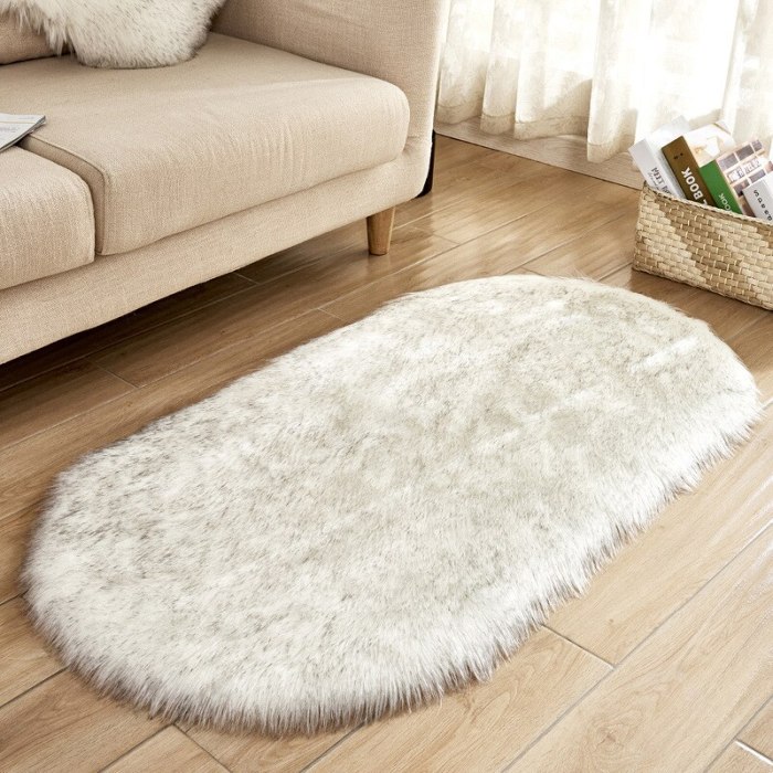 Oval Soft Faux Fur Carpet Sheepskin Area Mat Home Living Room Decor Rugs