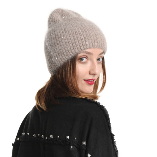 30% Rabbit Fur Beanie Hat Women Winter Hats