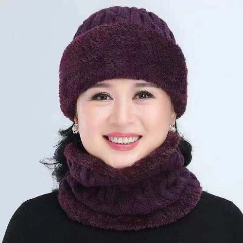 Mom Cap Knitted Hat Caps Neck Circle Scarf