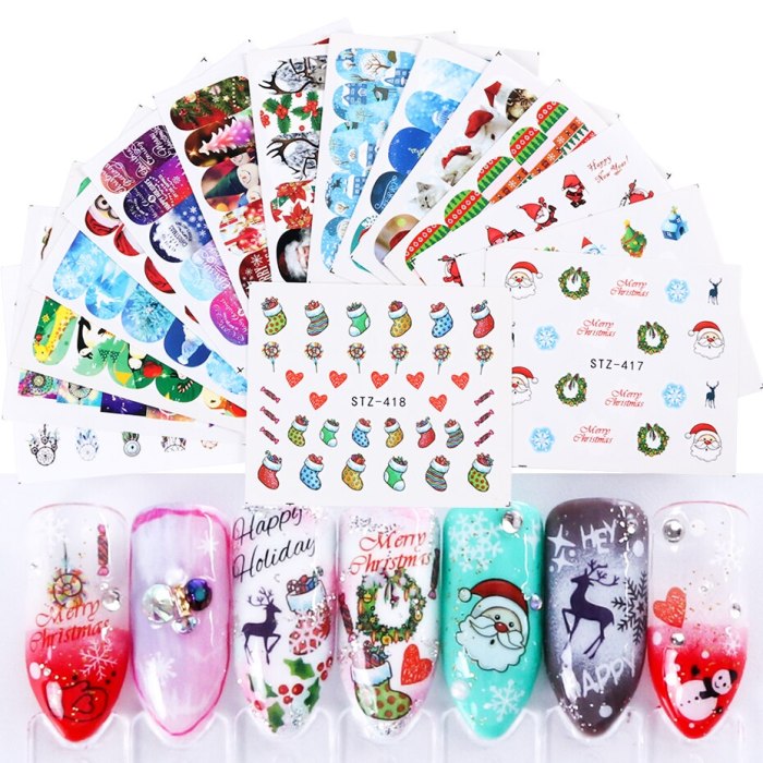 16pc/set Winter Xmas Stickers For Nails DIY Nail foil