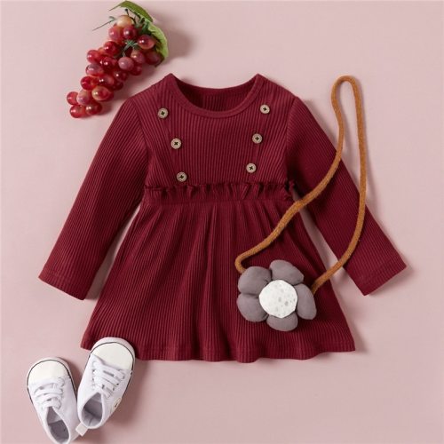 Baby Girl Cotton Solid A-Line Princess Dress
