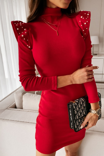 Women Knitted Long Sleeve Solid Bodycon Dresses