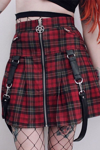 Plaid Vintage Gothic Pleated Patchwork Skirts