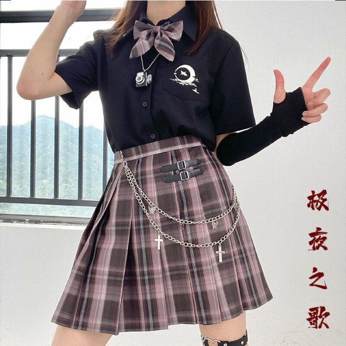 JK Uniform Y2K High Waist Pleated Skirts Mini Plaid Skirt