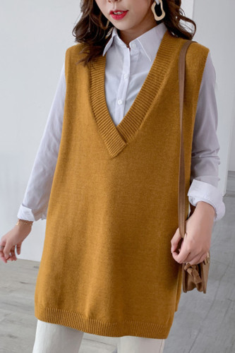 Women Seelveless Sweater Vest V-neck Knit Streetwear Sweater