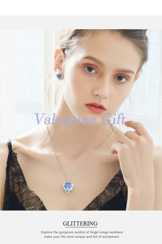 Women Pendant Necklace Heart Pattern Valentines Gift
