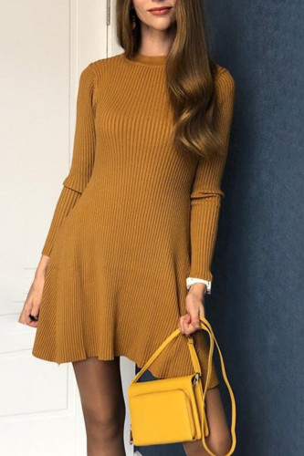 Women Elegant Knitted Sweater Dress Slim Mini Dress