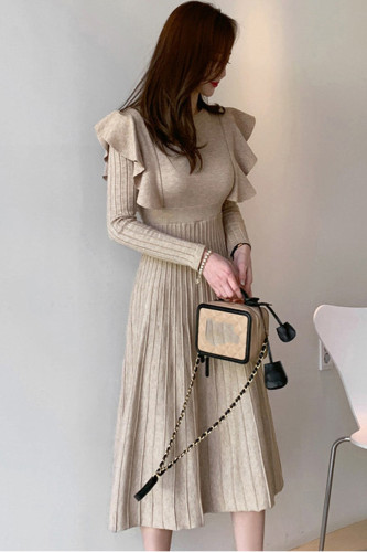 Vintage Elegant Knitted Sweater Dress Slim Outfits