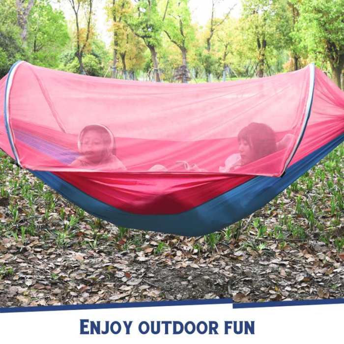 2 Person Portable Outdoor Mosquito Net 260x150cm Parachute Hammock Camping Hanging Sleeping Bed Swing Double Chair Hanging Bed