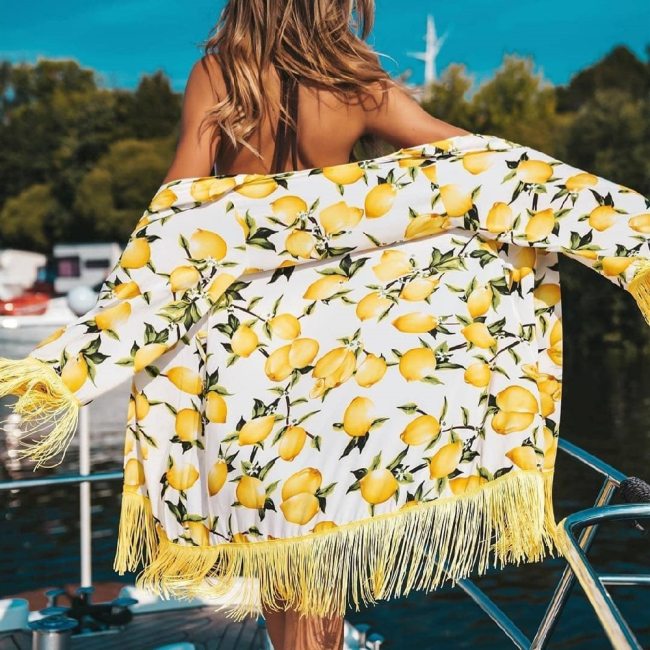 2021 Vintage Printed Fringed Tunic Long Kimono Plus Size Sexy Beach Wear Summer Clothing For Women Tops and Blouses Shirts A801