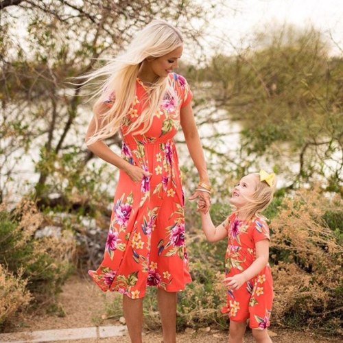 Summer Mom And Daughter Dress Floral Family Look Mother Daughter Dresses Mommy And Me Clothes Family Matching Clothes Outfits