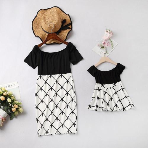 2021 Parent-Child Dress Mother Girl Off-Shoulder Printed Dress One-Shoulder Women'S Clothing