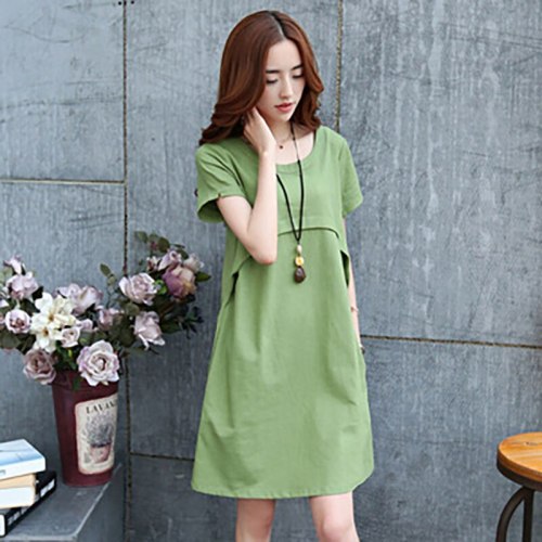 Women's 2021 Summer Casual New Korean Version Of The Thin Temperament Loose Large Size Mid-Length A-Line Large Size Dress