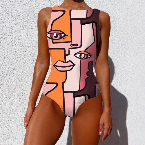Sexy Print One Piece 2021 Swimsuit Closed Large Size Swimwear Push Up Women Flower Vintage Body Swim Beach Pool Bathing Suit