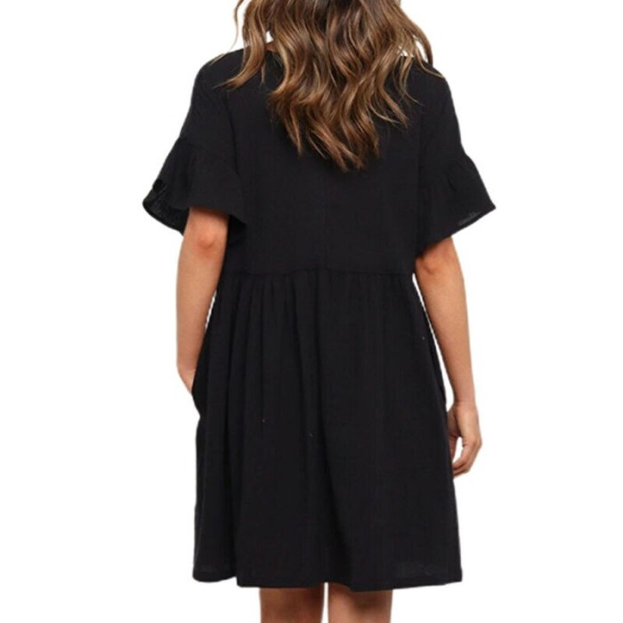 Solid Dress Women Summer Short Sleeve Mini Dress Ladies Beach Sundress Holiday Casual Loose Dresses Women Clothing 2021