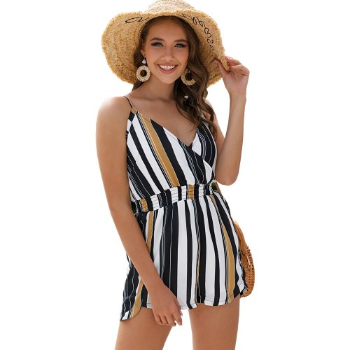 2021 Summer New Women's Wear Hot Stripe Irregular Sexy Suspender Jumpsuit