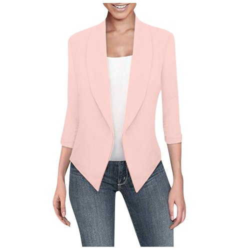 Thin Blazers Office Lady Coat Lapel Long Sleeved Coat Suit Slim Solid Color Cardigan Casual
