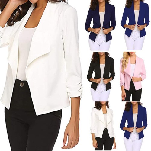 Women Long Sleeve Blazers Jackets Work Wear Coat Solid Casual Office Blazer