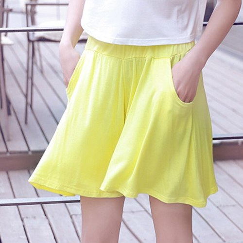 2021 Summer Solid Modal Shorts Woman Clothes Casual Plus Size Wide Leg High Waist Shorts Elasticity Pockets Short Feminino B052