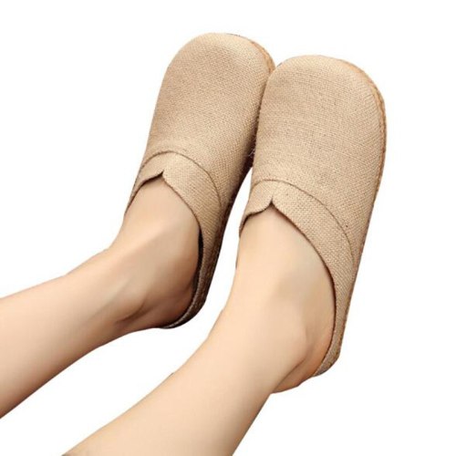 Women Summer Beach Slippers Breathable  Linen Flip Female Casual Flax Slippers Sandals Indoor Shoes