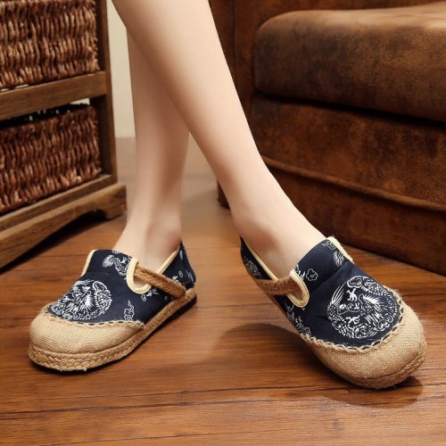 New Ethnic  Female Vintage Shoes Handmade Shoes Chinese Style Anti-Slip Dragon Pattern