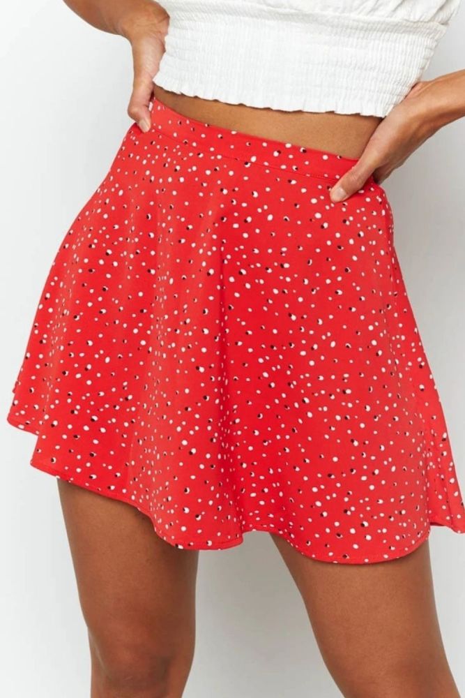 Summer new women's floral print skirt high waist umbrella mini skirt Female invisible zipper chiffon print short skirt women