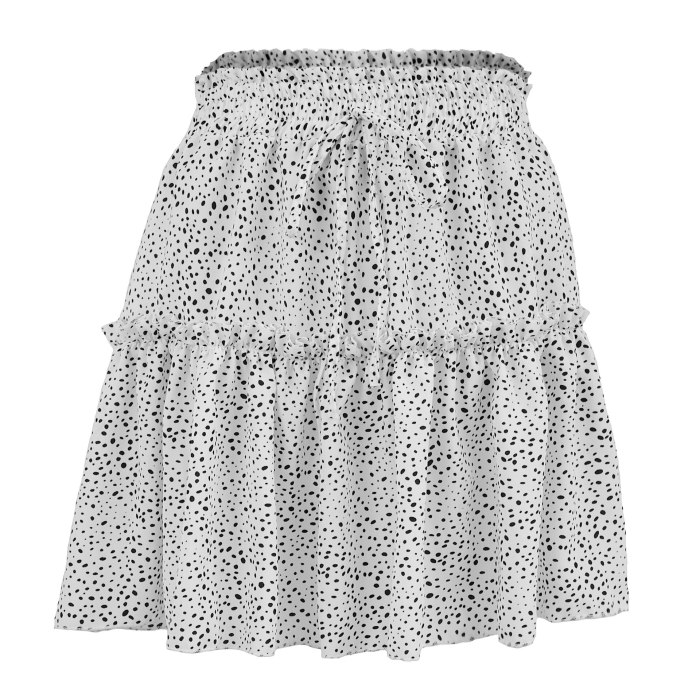Female High-waisted Chiffon Skirt Fashion Summer Beach Printed Dot Skirt 2021 New High Street Woman Skirts A Line Mini Skirt
