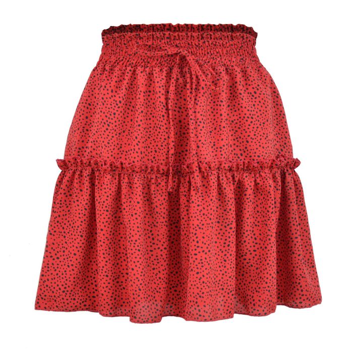 Female High-waisted Chiffon Skirt Fashion Summer Beach Printed Dot Skirt 2021 New High Street Woman Skirts A Line Mini Skirt