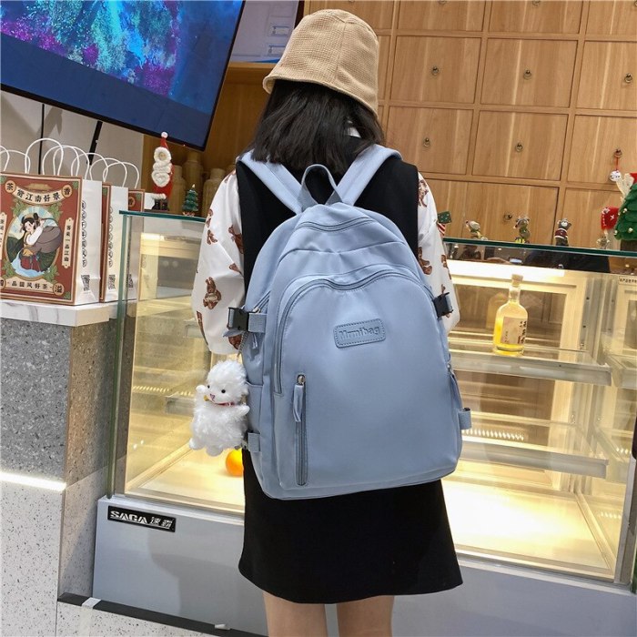 Large-capacity school bag female Korean version of simple shoulder bag tide brand fashion high school student backpack