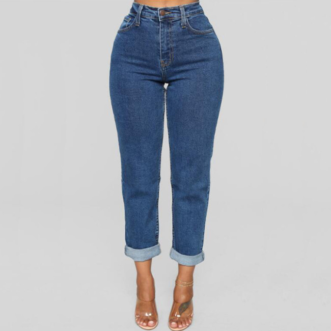 Women Jeans Plus Size Casual high waist summer Autumn Pant Slim Stretch Cotton Denim Trousers for woman Blue Plus Size