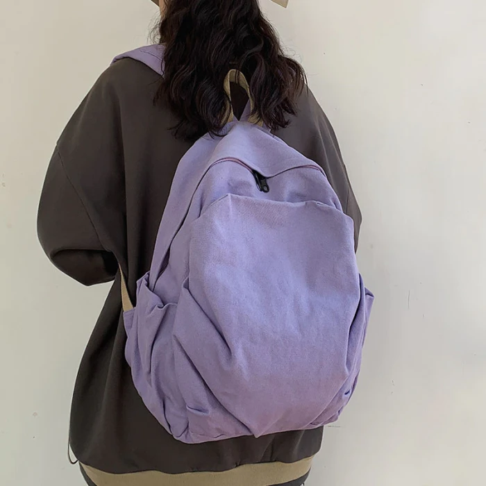 New Canvas Backpack Solid Color Casual Women's Backpack High Quality Travel Female Backpack Schoolbags For Teenager Girls