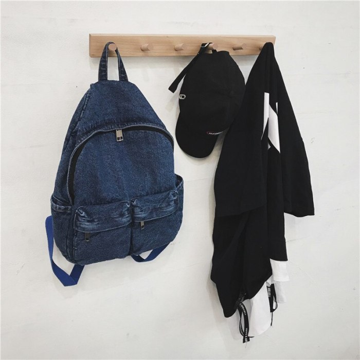 School Backpacks for Women Mens Canvas College Backpack Classic Denim Student Satchel School Bag Jeans Travel Purse Daypack Blue