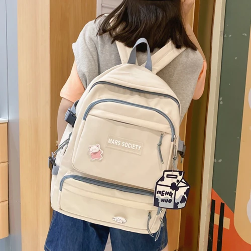 Solid Color Big Capacity Women Rucksack Female Travel Double Shoulder Backpack College Student School Bag for Teenager Girls Boy