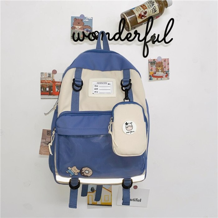 New Hit Color Waterproof Nylon 2021 Fashion Women Backpack Female Multiple Pockets Color Contrast Travel Bag Lady's Schoolbag