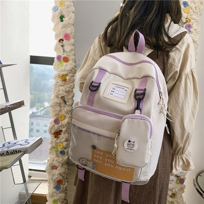New Hit Color Waterproof Nylon 2021 Fashion Women Backpack Female Multiple Pockets Color Contrast Travel Bag Lady's Schoolbag