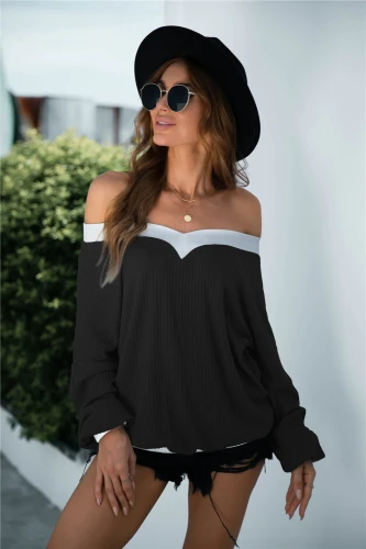 2021 New Autumn Sexy V-neck Off-the-shoulder Long Sleeve Backless Knitted Top For Women