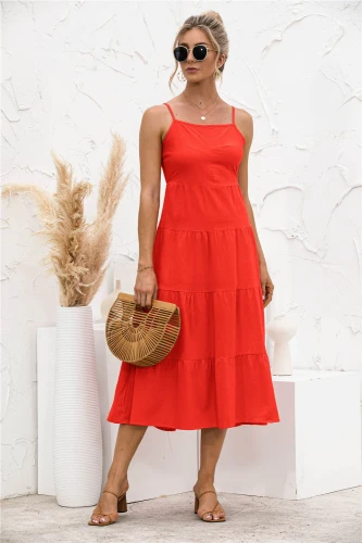 Ball Gown Red Black Long Dresses For Women 2021 New Arrive Women's Summer Dress Sexy Backless Vestidos Mujer Casual Mid-Calf