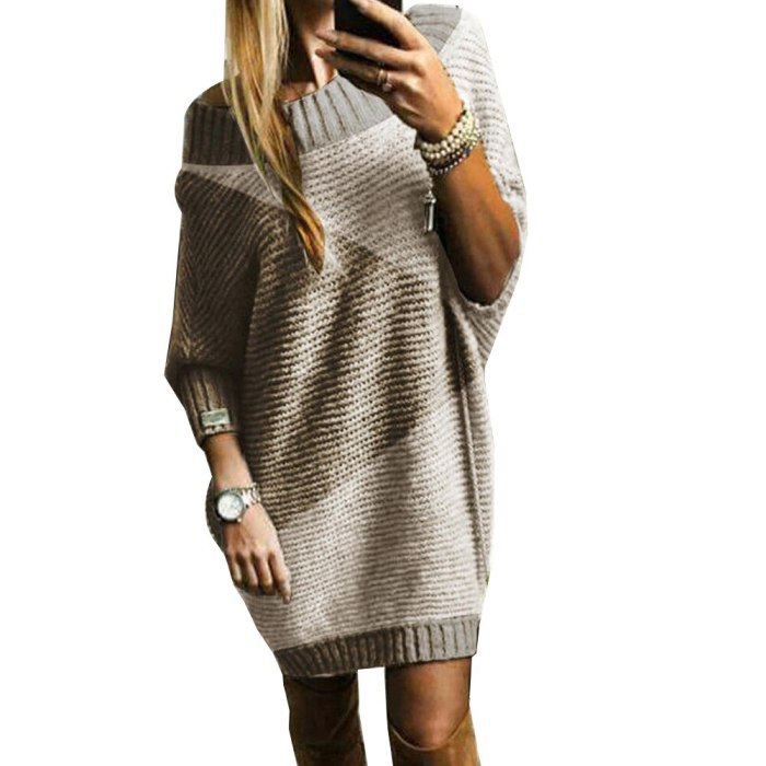 Knitted Dresses Women Clothes for 2021 Newest Autumn and Winter Irregular Sweater Top Bag Hip Women Warm Knit Dresses