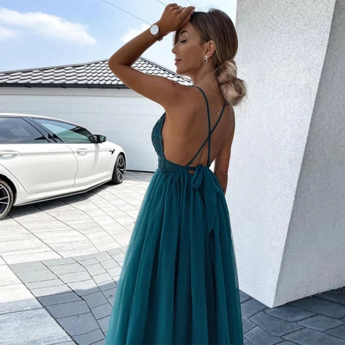 Sexy Summer  Deep V Neck Solid Embroidery Wrap Party Dress Elegant Off Shoulder Sleeveless Long Dress Women Mesh Lace Maxi Dress