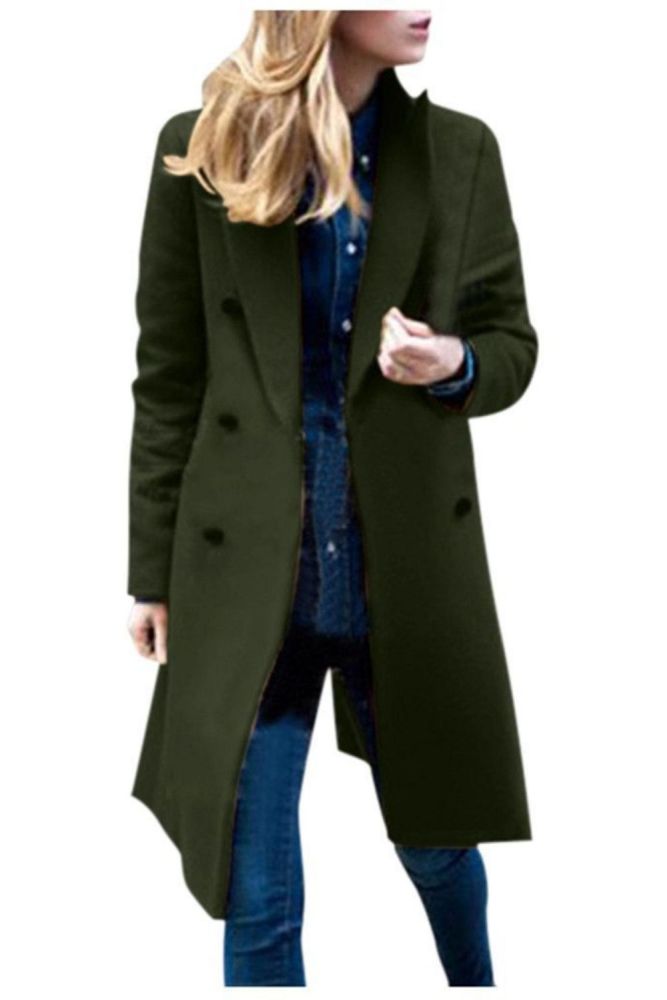 Winter Women Wool Coats 2021 Casual Effects Jackets Woolen Overcoat Elegant Double Breasted Long Ladies Coat Plus Size Outwear