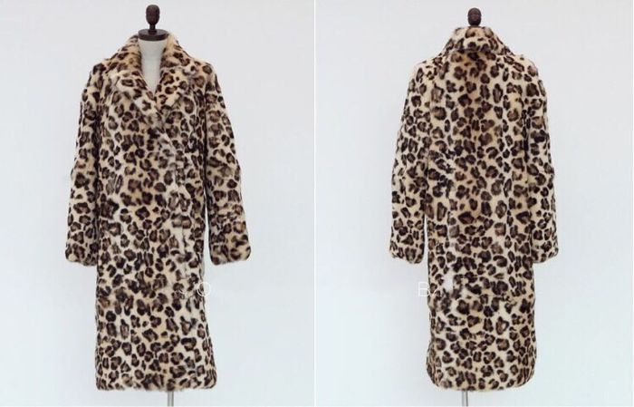 Classic Leopard Print Color Faux Fur Coat Women Long Thick Warm Jackets Fluffy Star Style Overcoats Winter Street Outerwear 2021