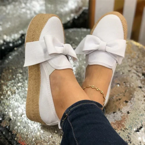 Cute Bow-knot Women Flats Shoes Slip On Casual Platform Espadrilles Shoes Sneakers Ladies Loafers Moccasins Zapatos Mujer