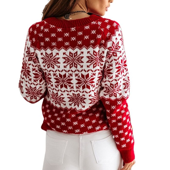 2021 fashion woman Christmas Sweater ladies knitting sweater snowflake Sweater Pullover Autumn Winter Long sleeves