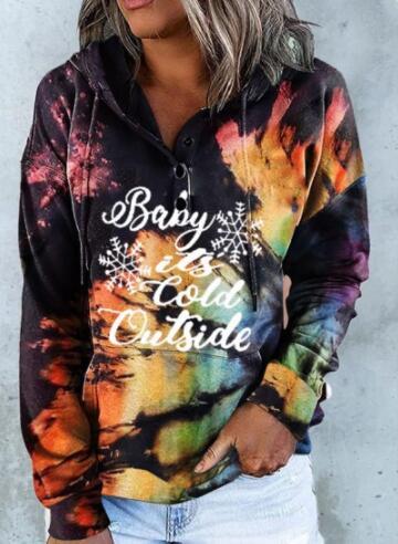 American Vintage Letters Print Tie Dye Cool Women Pullovers Round Neck Cotton Loose Sports Lover Sweatshirt