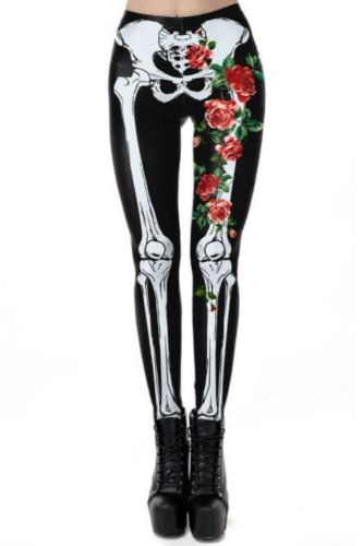 2021 Women Adult Halloween Costumes Cosplay Scary Pant Skeleton Pumpkin Flexible Tight Carnival Party Skull Trousers